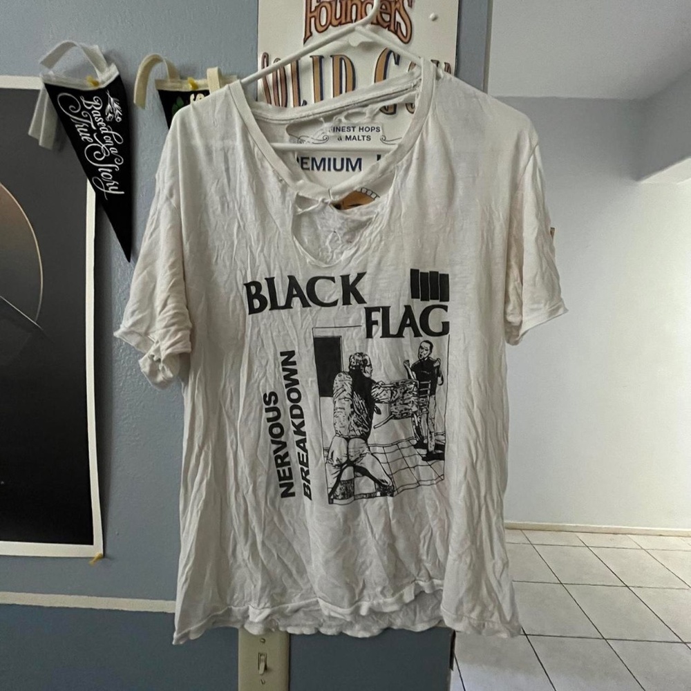 Distressed Black Flag Nervous Breakdown Tee Sz S